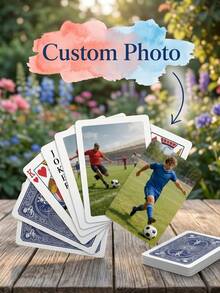 1pc Custom Photo Playing Cards, Personalized Photo Deck Of Cards With Your Pictures, Laminated Poker Cards For Birthday Gifts & Game Nights, Sports Themed Playing Cards, Poker Cards For Sports Fan - White - View 2
