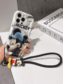 Disney Mickey Mouse Clubhouse Phone Case : 3D Fluffy Pattern Border Protector Phone Soft Phone Case With A Free Cute Mickey Bracelet Chain Lanyard, Mickey, Minnie, Goofy, Donald Duck, Daisy Duck, Pluto, For Apple 17 Promax 17 Pro 16 15 14 13 12 11 Pro Max XS Max X XR Soft Cover Summer Phone Case - 白色 - 查看 6