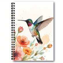 1pc Hummingbird & Floral Spiral Notebook, Office & Study Supplies, Suitable For Planning, Daily Recording, Unisex Gift - F - View 8