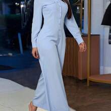 Women's Solid Color Long Sleeve Fashionable Jumpsuit Suitable For Summer Fall Cloth For Women - Albaricoque - Ver 7
