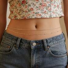 Ceinture chaîne à la mode, ceinture à double couche de franges, chaîne de taille pour femmes , Chaîne de corps bohème pour la plage, ceinture de pantalon - Multicolore - Voir 2