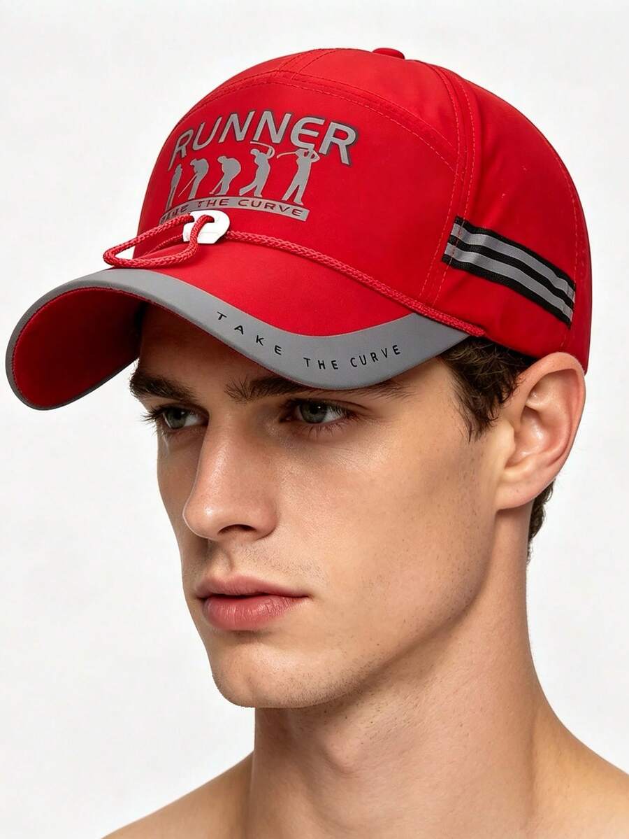1頂 RUNNER 印花快乾棒球帽,可調節透氣運動帽,「TAKE THE CURVE」戶外遮陽帽,適合跑步、健行,輕量跑步棒球帽 - 彩色 - 查看 1