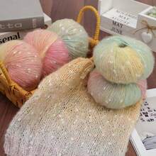 CHARM ELVES 3卷装多色渐变彩虹马海毛纱线,手工DIY编织材料,钩针细线,可用于制作时尚镂空针织衫、毛衣、帽子、围巾、披肩、背心、开衫等,男女皆宜。 - 3pcs=150g - 查看 2