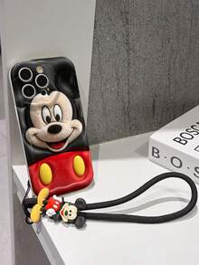 Disney Mickey Mouse Clubhouse Phone Case : 3D Fluffy Pattern Border Protector Phone Soft Phone Case With A Free Cute Mickey Bracelet Chain Lanyard, Mickey, Minnie, Goofy, Donald Duck, Daisy Duck, Pluto, For Apple 17 Promax 17 Pro 16 15 14 13 12 11 Pro Max XS Max X XR Soft Cover Summer Phone Case - trắng - Xem 5