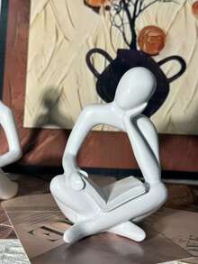 Kreative abstrakte Statue eines lesenden Menschen, hochwertige Harz-Handwerkskunst-Dekoration, geeignet für Schreibtisch, Wohnzimmer, Bücherregal, Nachttisch. Ein ideales Geschenk für Studenten, Zusammenkünfte, Freunde, Familie oder Lehrer. - Einheitsgröße - Übersicht 11