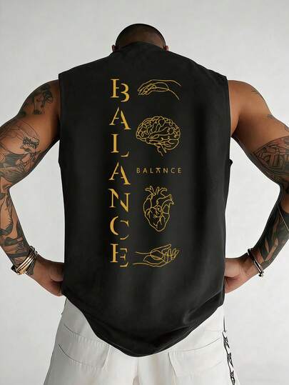  GRDR Minimalist Printed Casual Loose Fit Comfortable Round Neck Tank Top For Men, Summer Fashion