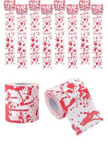 1 Rolle Halloween Blutig Muster Toilettenpapier, Mehrlagig Durchgehende Rolle, Blutig Thematisches Artikel, Entsetzliche Halloween Dekoration, Gruselige Halloween Party Deko, Halloween Süßigkeiten oder Trick Deko, Erzeugt Beängstigende Atmosphäre, Escape Room Deko, Heimdekoration, Badezimmer Deko - Verschiedenfarbig - Übersicht 4
