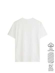 Camiseta de manga corta para mujer con estampado de gato divertido y frase en español, diseño holgado de cuello redondo, tela 100% algodón transpirable, estilo casual coreano, adecuada para el campus, cafeterías, ir de compras con amigos, top personalizado lindo e interesante, blanca de verano. - Blanco - Ver 3