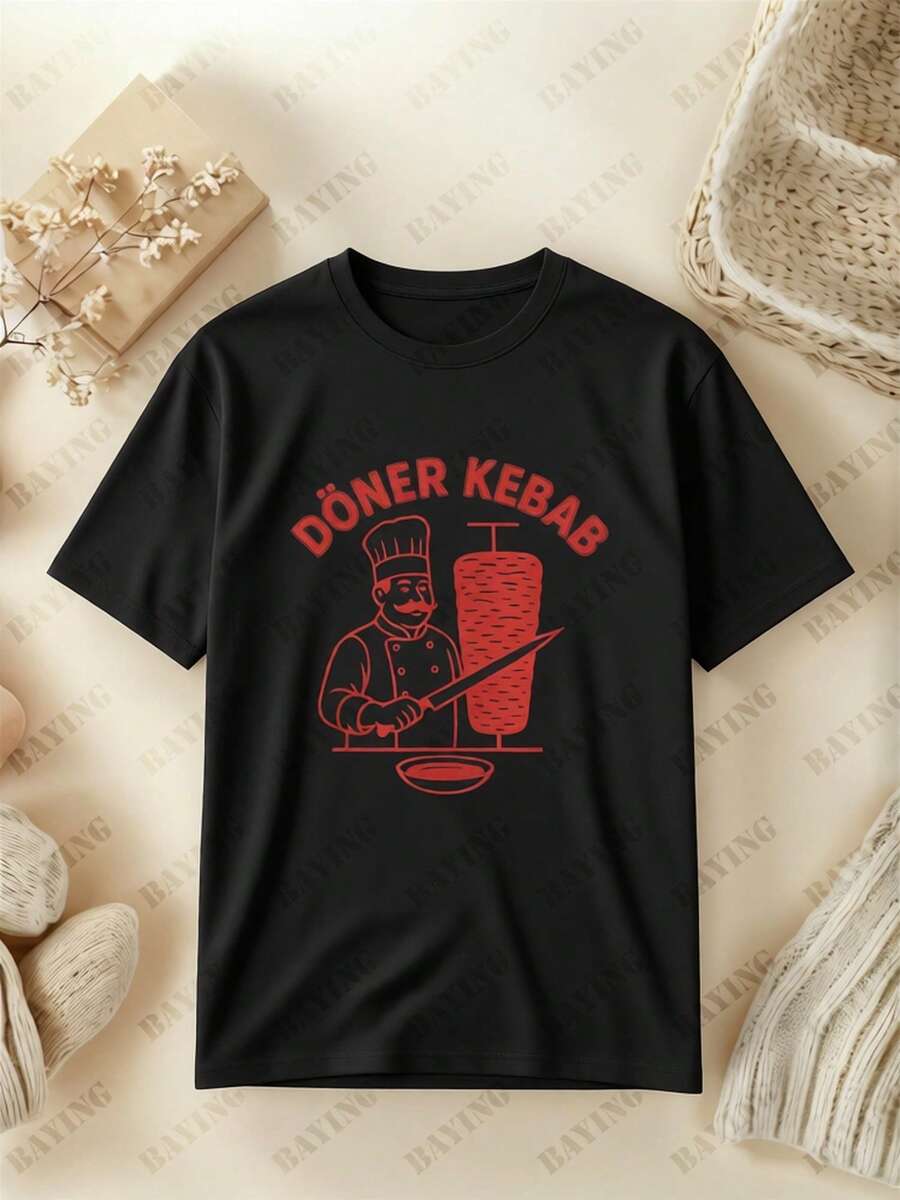 Classic Doner Kebab T-Shirt For Men And Women, Unisex, For All Seasons, 180g, Loose And Comfortable For Summer - Back - View 1