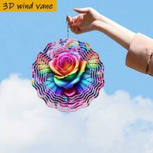 1 buah Kupu-kupu Warna-warni 3D Mengelilingi Mawar Cemerlang, 25,5cm/10in*25,5cm/10in Dengan Kait Berputar, Set Kincir Angin Kreatif DIY 360°, Berputar Didukung Angin, Mudah Dipasang, Cocok Untuk Hadiah Natal, Halloween, dan Hari Raya Lainnya - A - View 5