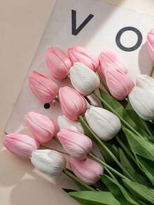 5/10/15 Pcs, High-End Artificial Tulips, Valentine's Day Gift, Bridal Bouquet, Modern Minimalist European Style Decoration, Plastic Artificial Flower Bouquet, Artificial Plant Decoration, Home Decoration, Suitable For Indoor And Outdoor Use - Multicolor - View 3