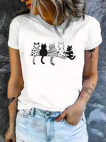 1 camiseta casual de manga corta para mujer, 100% algodón grueso - cuello redondo cómodo, camiseta suave y bonita, 180g 100% algodón. - Negro - Ver 9