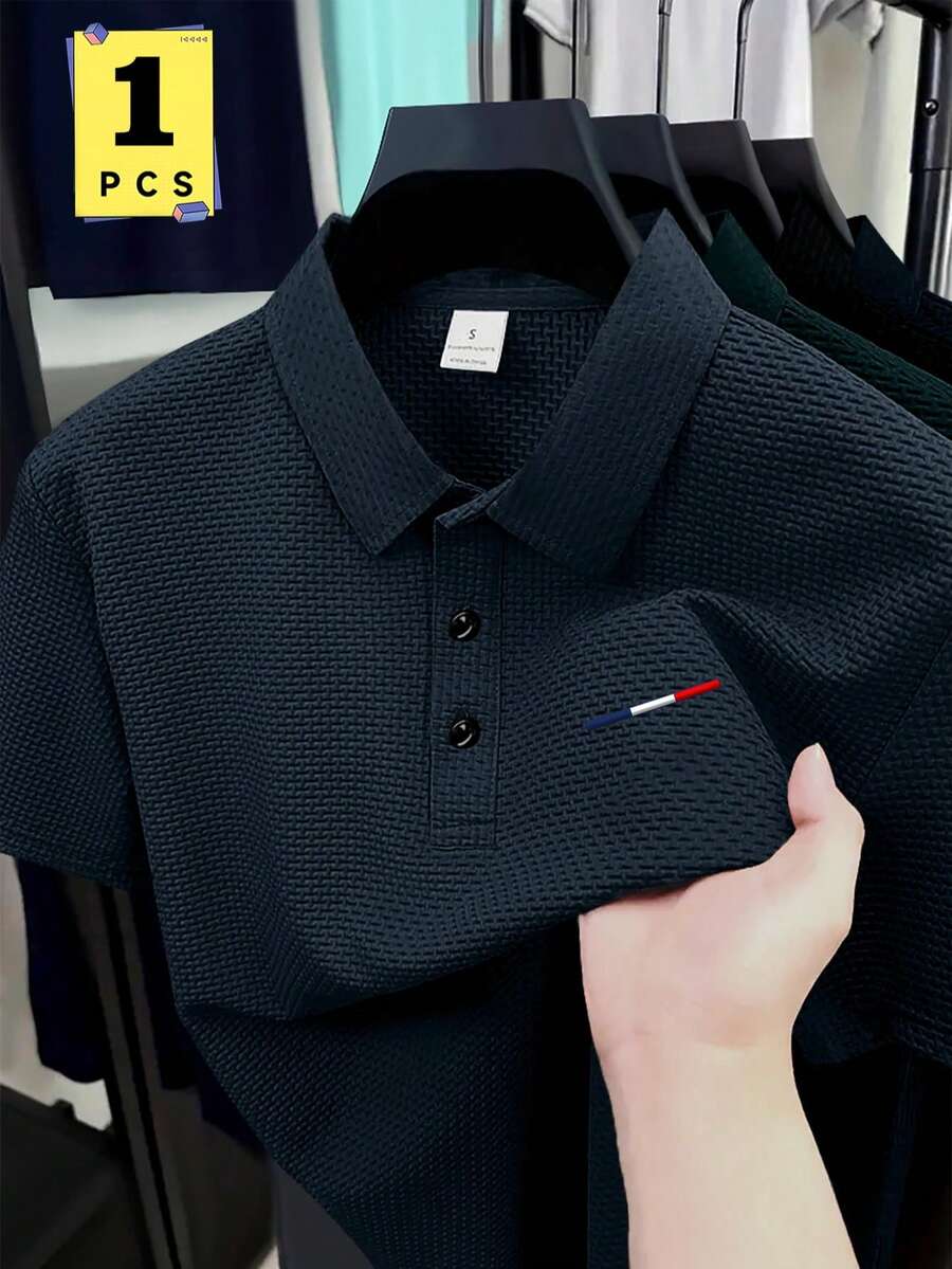 一件优雅印花图案男士商务休闲 Polo 衫,加大码,适合体型偏胖的男士,面料舒适,适合高尔夫、网球、户外旅行、居家休闲等场合,男士礼品之选。 - 藏蓝色 - 查看 1
