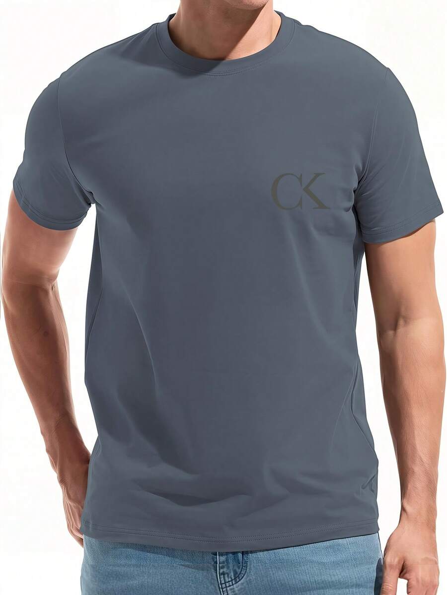 100% Cotton Short-Sleeved T-Shirt - Paris Graphic Print Design And Lettering On The Chest, Lightweight And Breathable Summer T-Shirt With French-Style Crew Neck, Suitable For Outdoor Use, Casual Basic Crew Neck T-Shirt For Everyday Wear And Special Occasions - 深灰色 - 查看 1