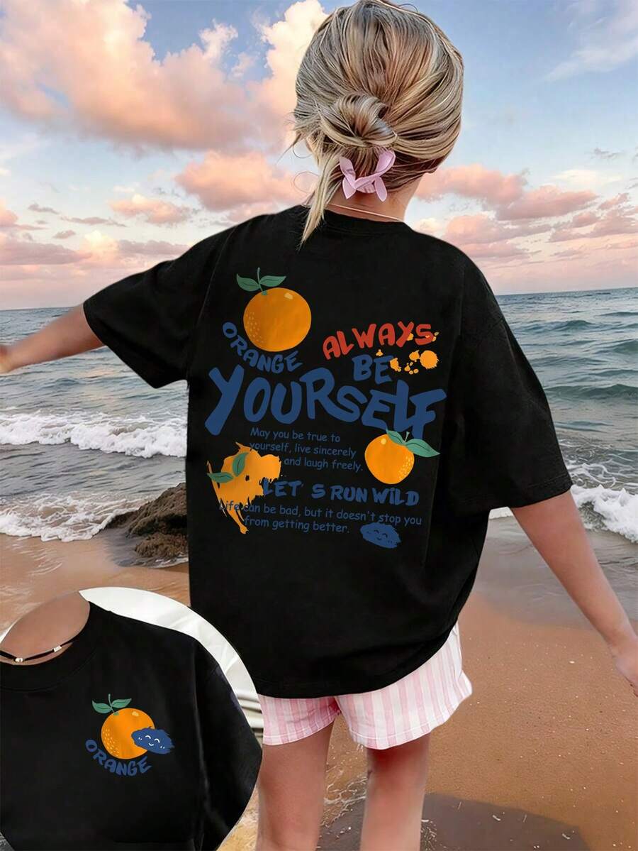 [Free Spirit]Children's Fun Animal T-Shirts - Orange Face ...