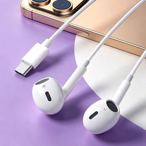 Auriculares intraurales con conector Tipo-C | Antiruido, sonido estéreo, control de volumen, compatibles con 15 16 17 Air 16 Plus 16 Pro Max y la mayoría de dispositivos USB-C, auriculares con cable para teléfonos y ordenadores, auriculares tipo-C con decodificación digital, auriculares antiruido con audio de alta calidad y graves potentes, adecuados como regalo para novio/novia