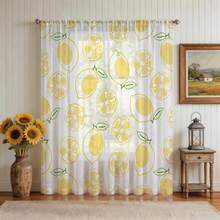 1PC Classic Lemon Slice Curtains, Rod Pocket Light-Filtering Mesh, Bright Citrus-Themed Accents For Kitchen, Dining Room, 52"W * 84"L - Multicolor - View 13