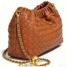 Fashion High Sense Rhombus Cloud Bag, Hand-Woven Golden Ball Small Fragrant Women's Bag, Chain Shoulder Crossbody Travel Versatile Women's Bag. - 棕色 - 查看 8