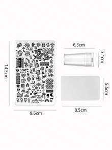 1 tấm dập móng nghệ thuật hình rồng Trung Quốc, 1 bộ dụng cụ dập móng có nắp đậy, dụng cụ dập móng có lưỡi gạt. - Bạc - Xem 5