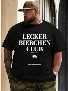 Black T-Shirt With Lecker Bierchen Club Print For Casual Use, Large Size, Loose And Comfortable For Summer. - Black - View 2