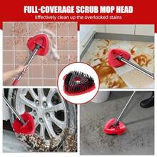 2 Pcs Full-Coverage Spin Mop Scrub Brush Head And 1 Mop Base Part Replacement For Oceda EasyWring 1 Tank System, Hard Bristle Cleaning Brush For Bathroom Kitchen Tile - 2支灰色畫筆,1支底座 - 查看 7