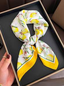 1 chiếc khăn lụa satin in hình chanh, kích thước 65*65cm, khăn vuông mỏng, đa năng dùng làm khăn quàng cổ/khăn choàng/khăn thắt eo, phù hợp cho mọi mùa, dùng hàng ngày, dự tiệc, du lịch. - Màu vàng - Xem 9