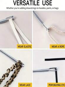 High-Efficiency Elastic Threader,Sewing Needle Threading Accessory, Metal Elastic Cord Thread Guide Tool For Drawstrings, Elastic Bands, And Crafts, Can Easily Pass Through All Kinds Of Narrow And Tortuous Spaces. Suitable For Sewing, Handicrafts - Multicolor - View 6