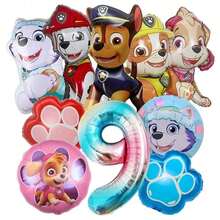 Paw Patrol 1 套 32 英寸蓝色数字 1-9 汪汪队立大功主题气球装饰，派对墙面装饰气球套装 - 如圖 - 查看 16