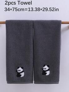 QIBHI 1/2/3pcs Optional, Pure Cotton Yarn-Dyed Embroidered Cartoon Cat Face Towel Or Bath Towel, Absorbent And Soft, Holiday Decoration, Suitable For Bathroom, Hotel, Gym, Travel, Gift, Salon, Sports, Outdoor, Beach, School, Back To School, Travel Accessories, Home Essentials, Towel, Skin Care - Grey - View 12