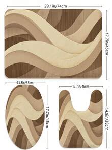 3/5pcs Morandi Color Semi-Circle Patchwork Theme Bathroom Mat Set, Minimalist Wabi-Sabi Style Pattern Rug, Soft Absorbent Wear-Resistant Bathroom Accessory Set, Flannel + Memory Foam + Polyester Fabric Quick-Dry Rug, Machine Washable - Brown - View 12