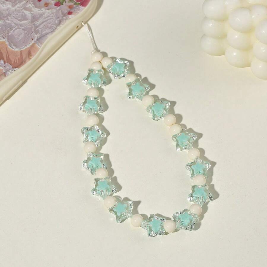 1pc Star Beaded Phone Charm, DIY Phone Case Pendant, Minimalist Versatile Accessory - Multicolor - View 1