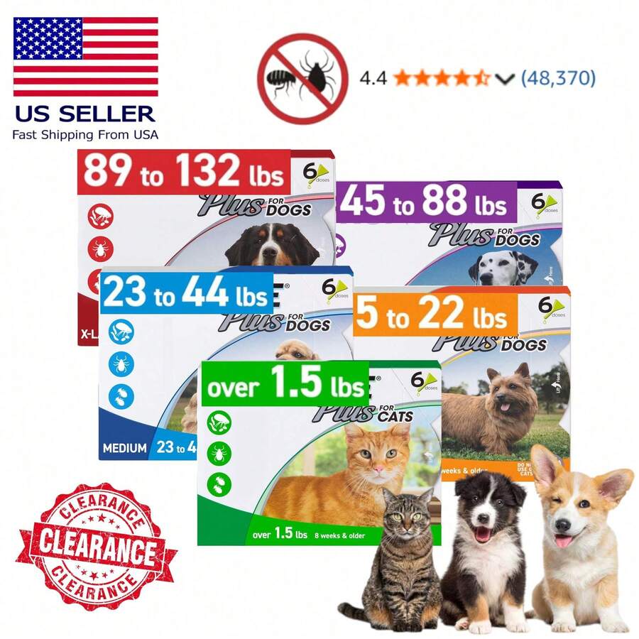 Frontline Plus For Dogs & Cats – Flea & Tick Treatment For 5–132 Lbs Pets – Multiple Sizes, 3 Or 6 Doses, Fast Acting - Chó lớn - Xem 1