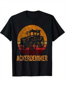 Gift T-Shirt For Farmer, Vintage T-Shirt For Farmer's Son, Men's Farm Tractor T-Shirt, Funny T-Shirt For Men, Vintage T-Shirt For Men, Casual Summer T-Shirts For Men, Sports T-Shirt, Loose And Comfortable For Summer. - Black - View 6