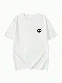 Camiseta de manga corta para mujer, casual, holgada, con cuello redondo y estampado de dibujos animados, versátil para primavera/verano, blanca. Adecuada como regalo. playera de mujer. blusas > elegante. boho chic. - Blanco - Ver 4