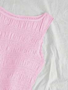 Vestido corto con volantes color albaricoque - Rosa - Ver 4