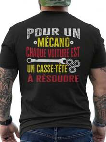 T-Shirt als Geschenk für Mechaniker – Rückenaufdruck mit französischem Mechaniker-Slogan und Werkzeuggrafik – Kurzarm-T-Shirt aus 100 % atmungsaktiver Baumwolle für Autoreparatur-Fans, lässige Alltagskleidung (Schwarz). Locker und bequem für den Sommer. - Schwarz - Übersicht 6