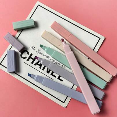 Creative Bag Macaron Fluorescent Pen, Soft & Sweet Square Fluorescent Pen, Student Eye-Friendly Soft Color Fluorescent Pen