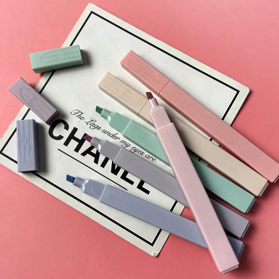 Creative Bag Macaron Fluorescent Pen, Soft & Sweet Square Fluorescent Pen, Student Eye-Friendly Soft Color Fluorescent Pen