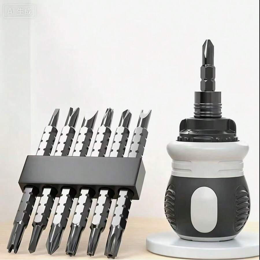 12-In-1 Magnetic Ratchet Screwdriver Kit, Non-Slip Handle, Portable Repair Tool For Electronics & Household Maintenance - 1PC - View 1
