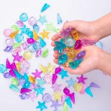 51pcs/101pcs Colorful Artificial Acrylic Crystal Aquarium Decor Set, Including Shells, Conches And Starfish, Suitable For Fish Tank Decoration - A - View 5