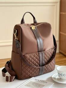 Lightweight Embroidered Backpack, Ultra-Light - Brown - View 9