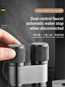 1个不锈钢双出口角阀，1进2出水龙头适配器，适用于洗衣机，带三通接头的自动关闭阀 - 多色 - 查看 11