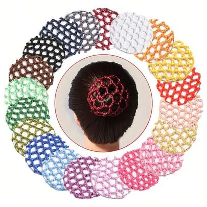 3/9Pcs Ballet Dance Bun Covers Stretchy Elastic Women Hair Nets Handmade Crochet Scrunchies Maker Holders Mesh Styling Accessories For Women Skating Ballet And Dance