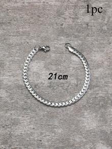 Hombres Pulsera con diseño de letra - Plateado - Ver 4