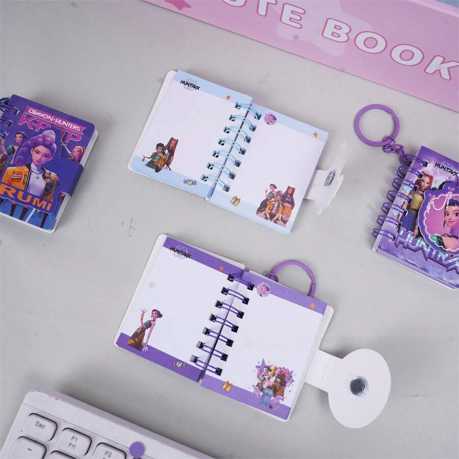 DOBBLE Bộ 120 cuốn sổ tay mini hình thần tượng K-Pop hoạt hình, sổ tay gáy xoắn có móc khóa, sổ ghi chép in hình nhân vật hoạt hình dành cho trẻ em, thanh thiếu niên và người hâm mộ K-Pop (mẫu ngẫu nhiên) - Nhiều màu - Xem 1