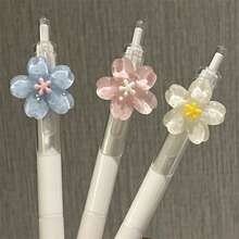 5支裝 0.5mm 黑色墨水花卉球筆套組，可愛花朵快乾書寫筆，創意文具組合，適合日常辦公，禮品套裝，多入裝筆 - 多色款式D - 查看 5