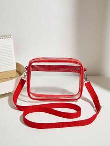 Mini Square Clear PVC Bag With Adjustable Strap For Everyday Use, Stadium Approved, 12 X 12 X 6 Inches, Casual Square Clear Shoulder Bag For Concerts, Sporting Events, Festivals, Travel, Simple Fashion Crossbody Bag, Waterproof And Sandproof Clear Bag, Perfect For Summer, Vacation And Beach, Clear Bag For Women - 杏色 - 查看 11
