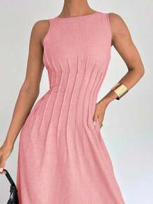 YHHSiren Gaze Nuevo vestido largo de estilo de verano con pliegues en la cintura y silueta evasé para mujeresYHH - Rosa - Ver 5