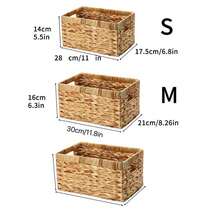 Cesto organizador multiuso grande em rattan trançado (1 unidade), ideal para sala de estar, quarto, organização doméstica, cozinha, dormitório, escritório, cosméticos, como caixa ou cesto de armazenamento. Perfeito para guardar objetos, organizar itens de quarto, armazenar presentes, decorar armários e utensílios de cozinha. - Bege - Ver 8