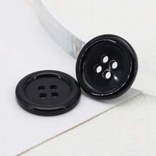 100pcs/Pack, 4-Hole Thin Rim Resin Buttons, Suitable For Shirts, Home Textiles, Crafts, Clothing Sewing Accessories - Four Black Eyes - View 7